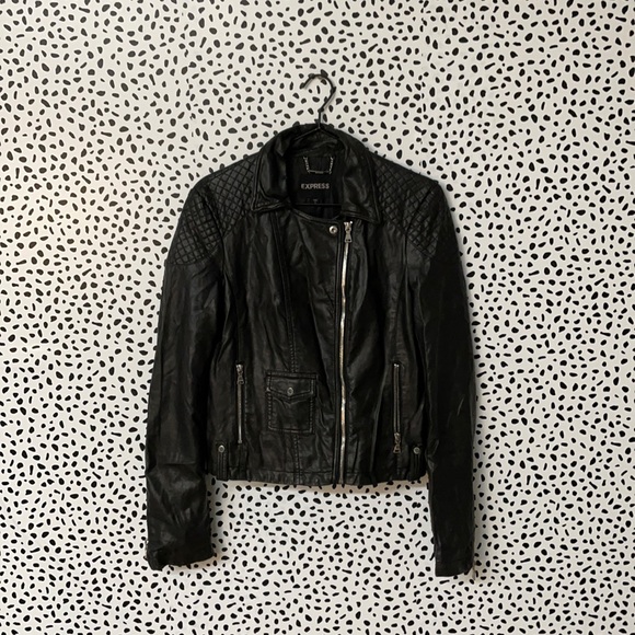 Express Jackets & Blazers - Final Price! Express Black FauxLeather Moto Jacker